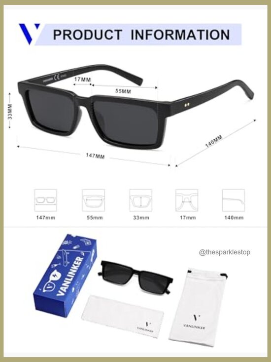 Retro Rectangular Polarized Sunglasses for Women Men Trendy Small Chic 80s 90s